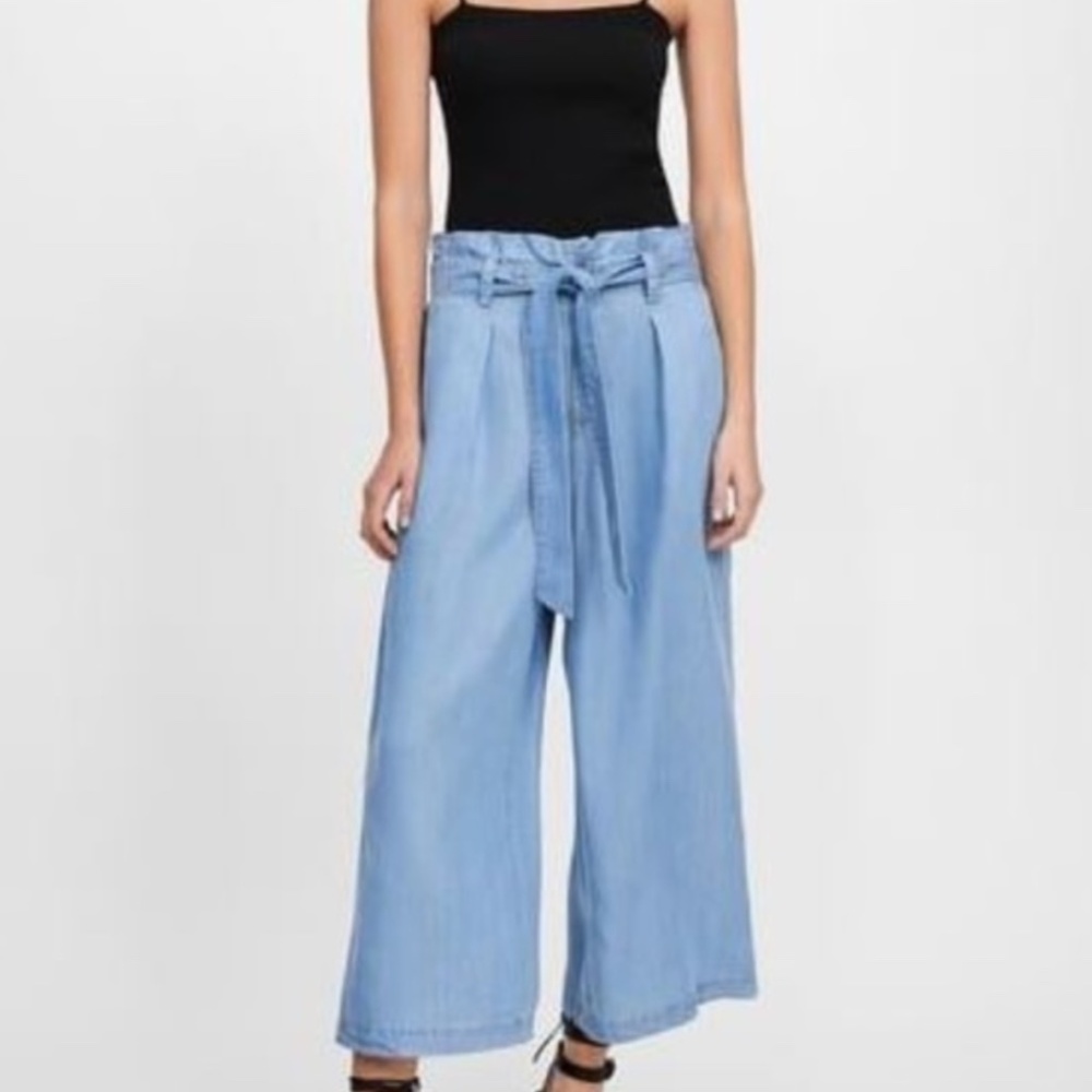 Olive Green Paperbag Palazzo Wide-Leg Pants Zara - super soft!